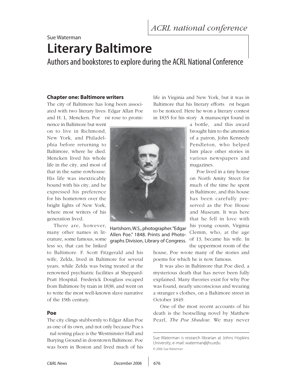 Literary Baltimore Authors and Bookstores to Explore During the ACRL National Conference