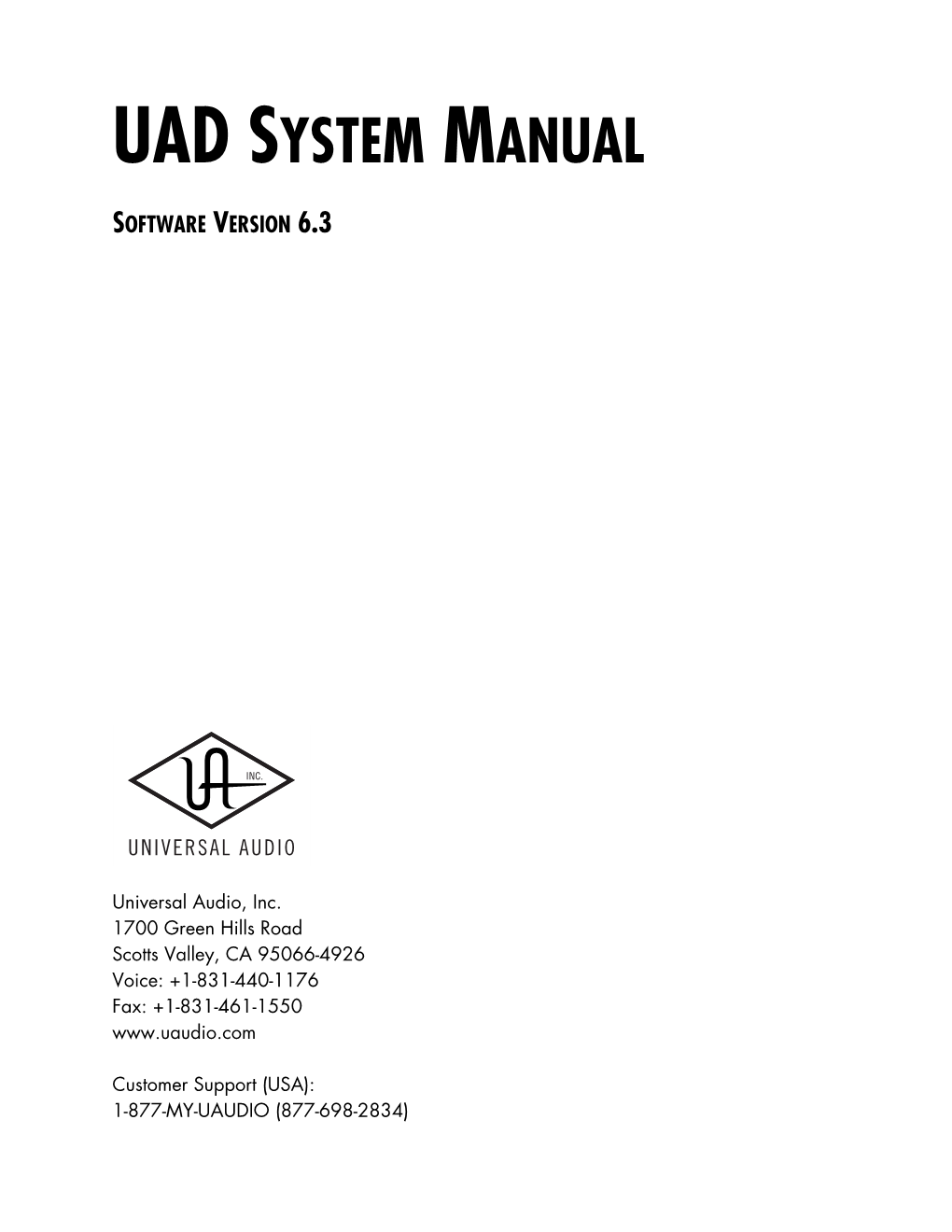 Uad System Manual