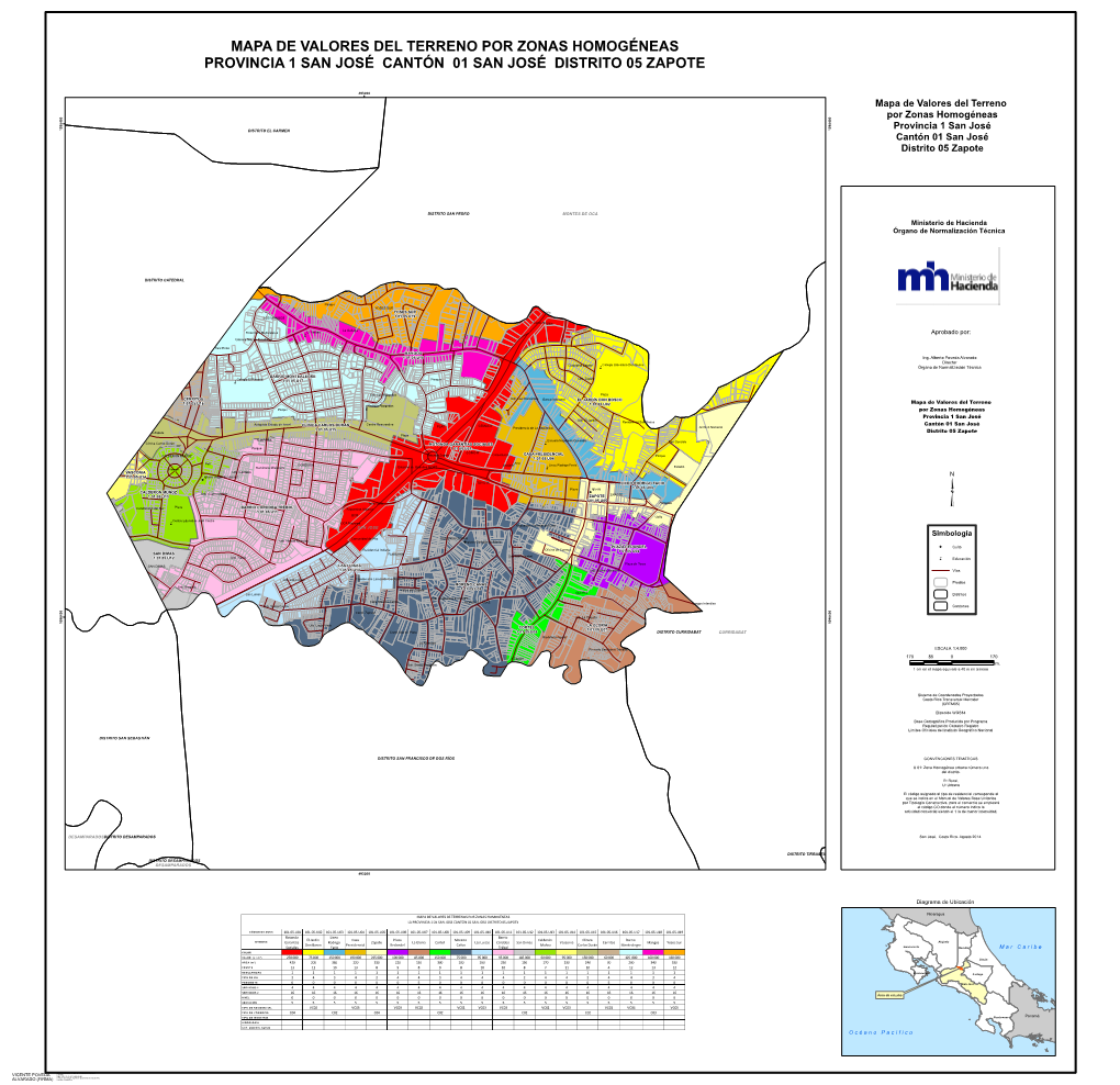 Mapa De Valores De Terrenos Por Zonas Homogéneas La Provincia 1 De San José Cantón 01 San José Distrito 05 Zapote