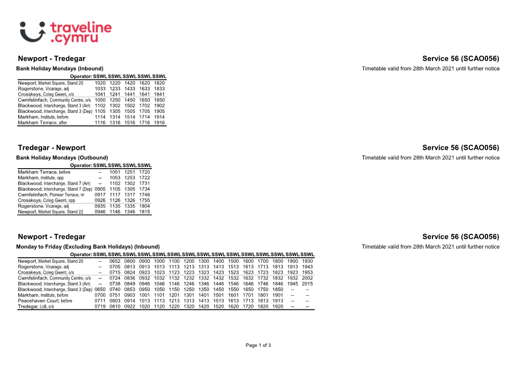 Timetable 056SCA3