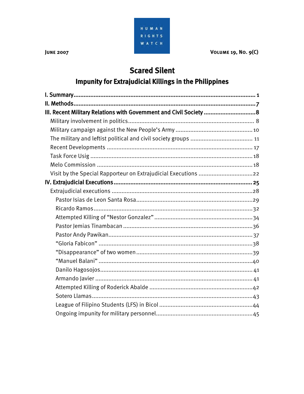 Scared Silent Impunity for Extrajudicial Killings in the Philippines