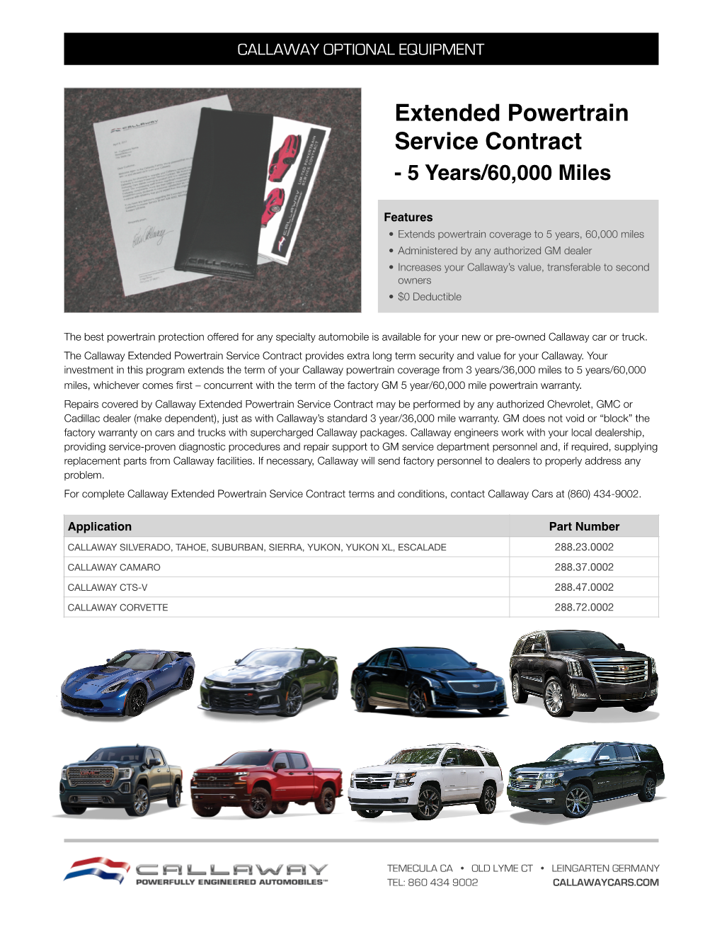 Extended Powertrain Service Contract - 5 Years/60,000 Miles