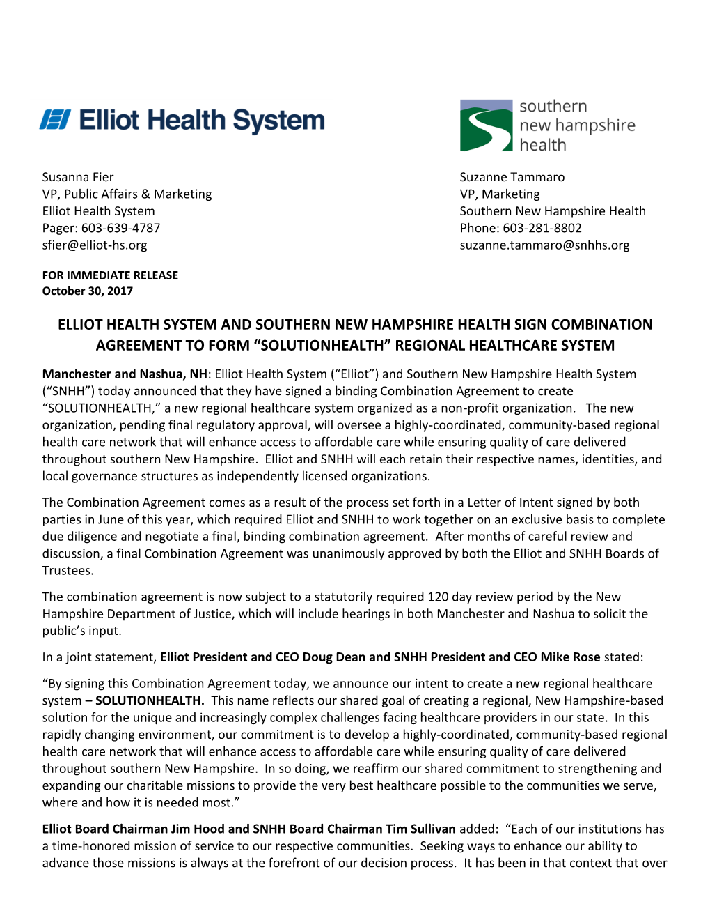 Elliot Health System and Southern New Hampshire