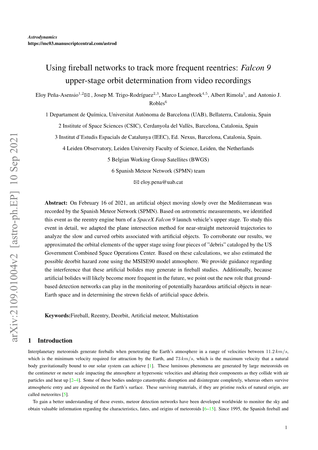 Using Fireball Networks to Track More Frequent Reentries: Falcon 9 Upper Stage Orbit Determination from Video Recordings