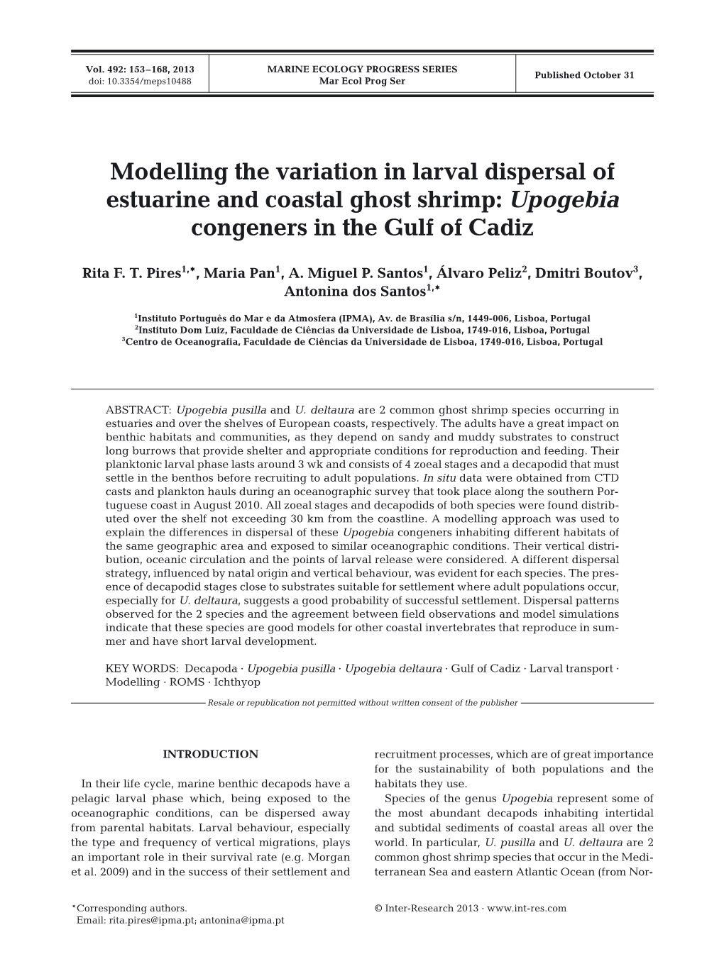 Modelling the Variation in Larval Dispersal of Estuarine and Coastal Ghost Shrimp: Upogebia Congeners in the Gulf of Cadiz