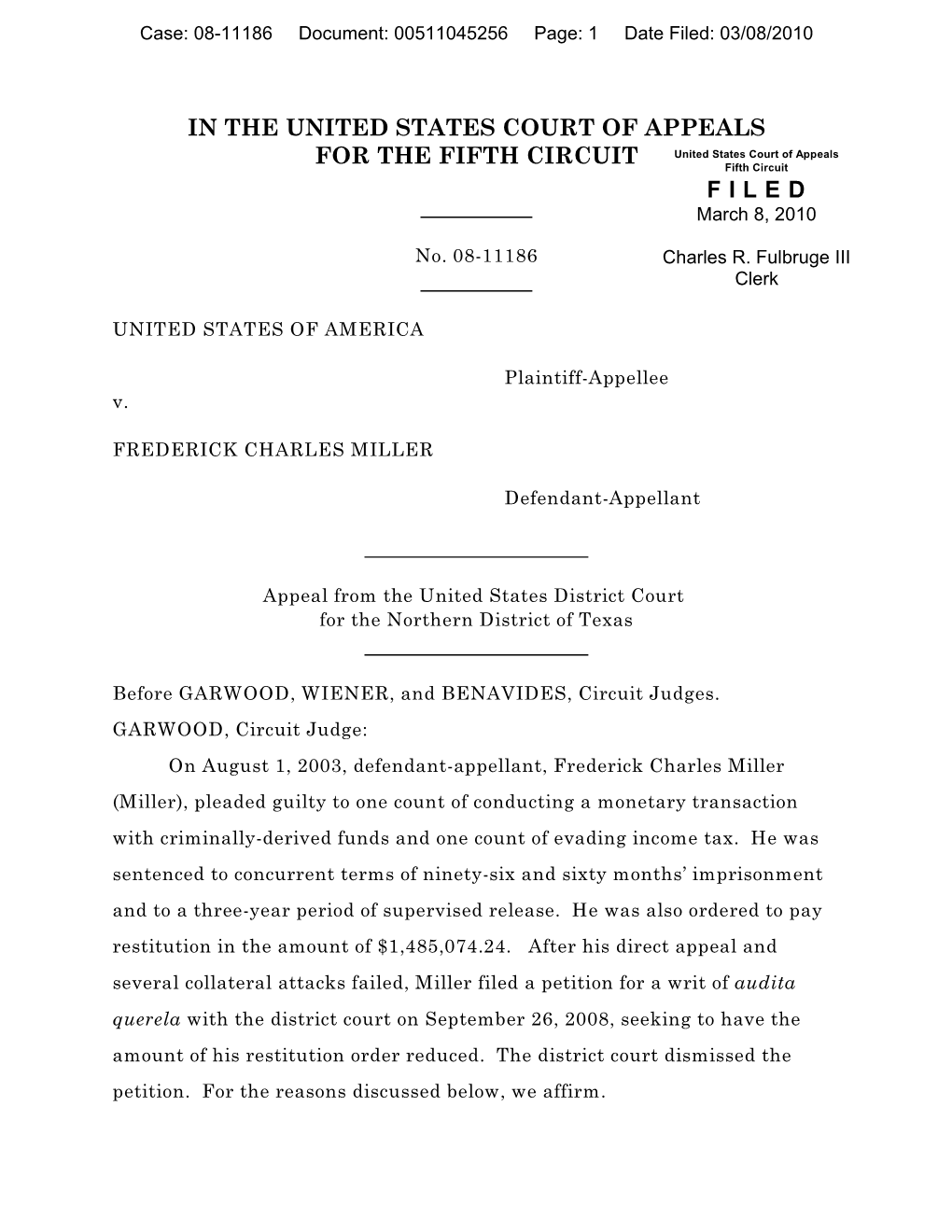 In the United States Court of Appeals for the Fifth