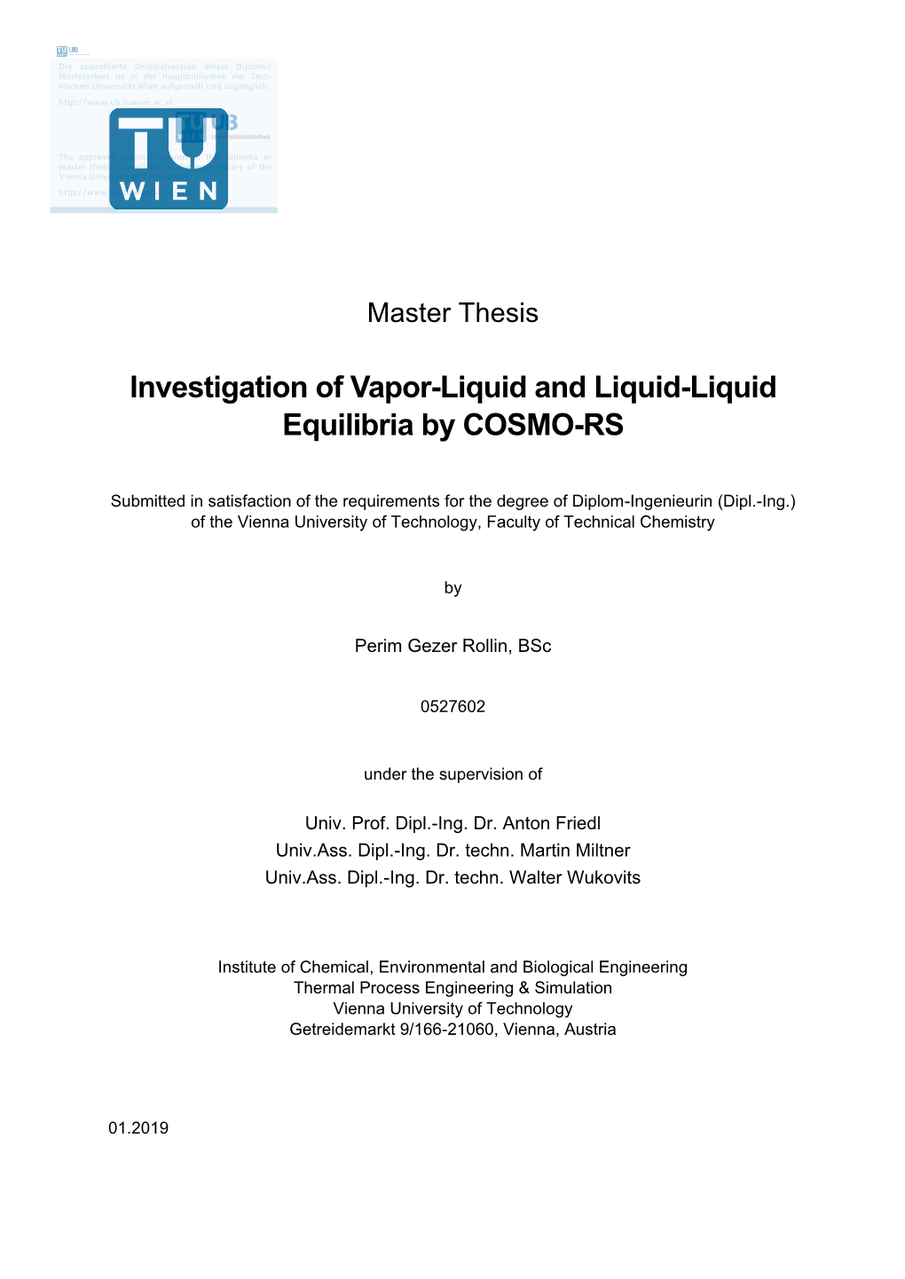 Investigation of Vapor-Liquid and Liquid-Liquid Equilibria by COSMO-RS