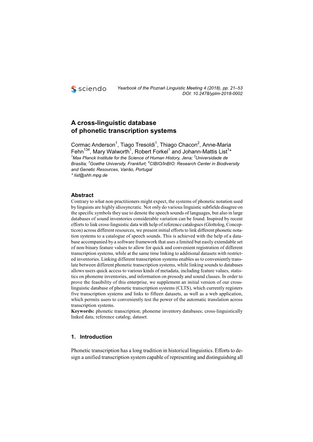 A Cross-Linguistic Database of Phonetic Transcription Systems