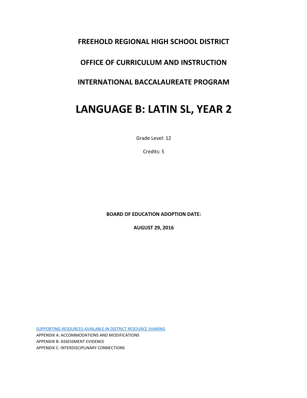 Latin Sl, Year 2