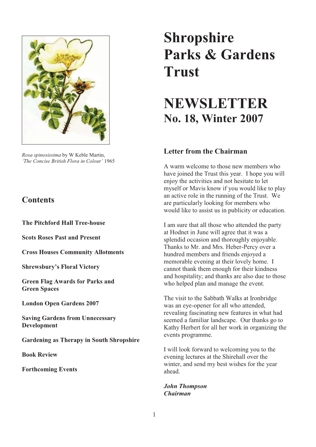 Shropshire Parks & Gardens Trust NEWSLETTER