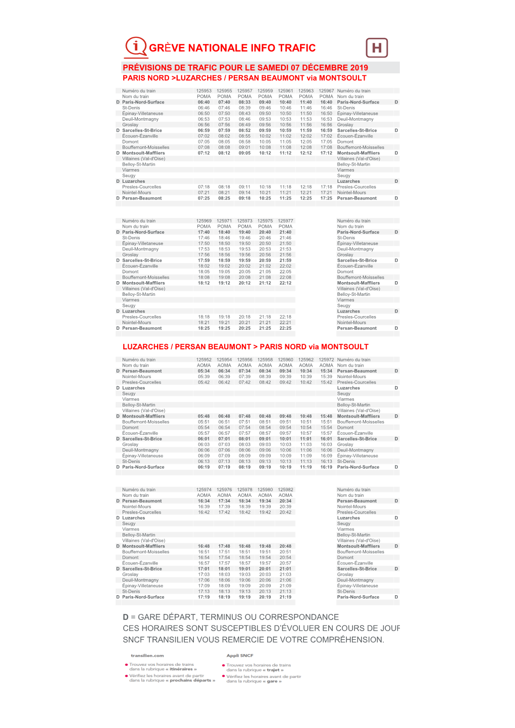 Grève Nationale Info Trafic