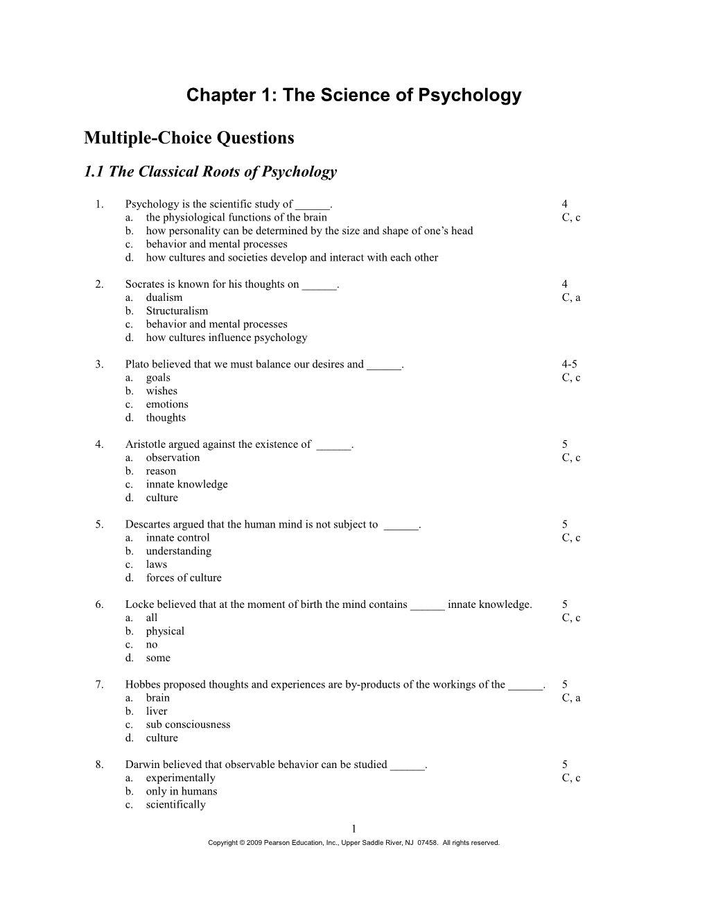 Chapter 1: the Science of Psychology