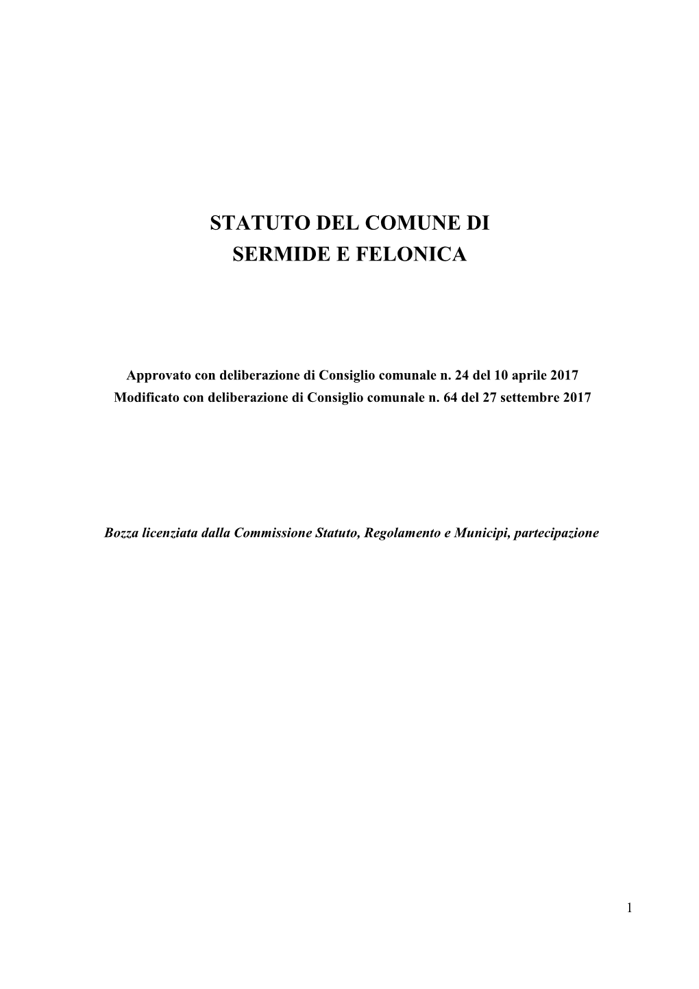 Statuto Del Comune Di Sermide E Felonica