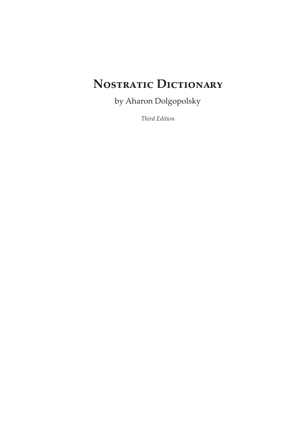 Nostratic Dictionary by Aharon Dolgopolsky