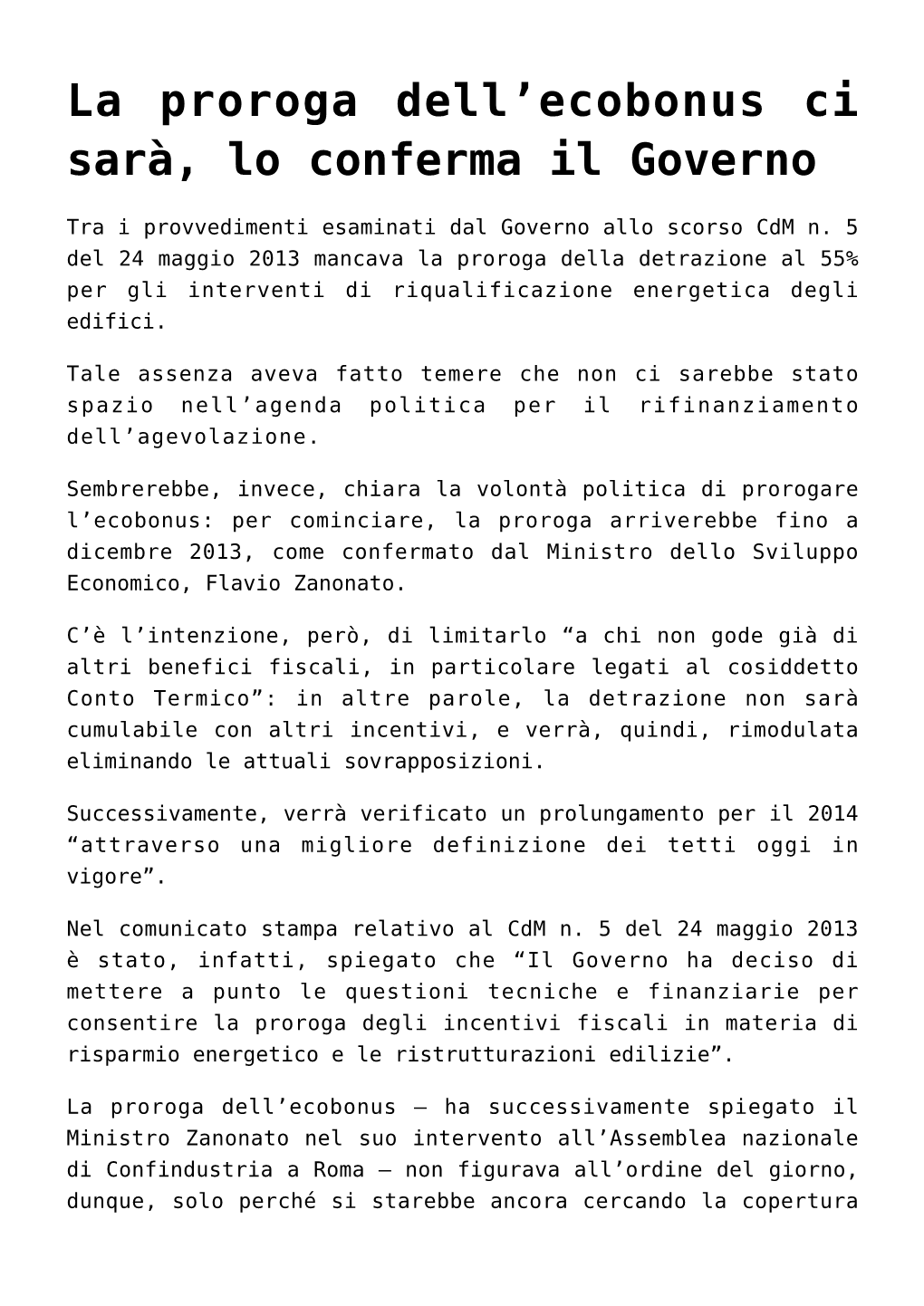 La Proroga Dell'ecobonus Ci Sarà, Lo Conferma Il Governo