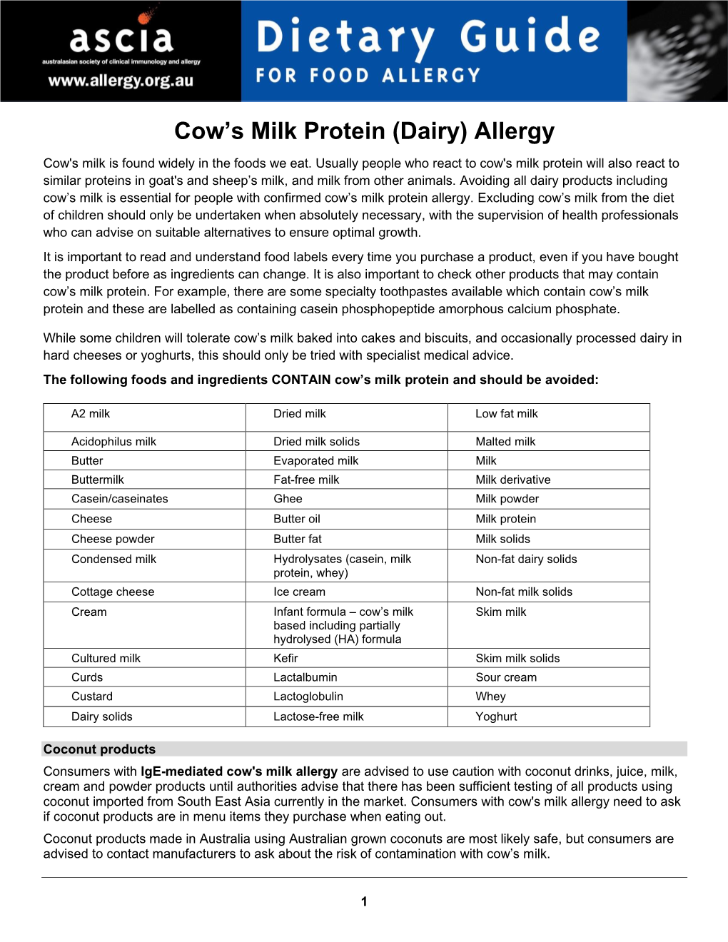 Cow's Milk Protein (Dairy)