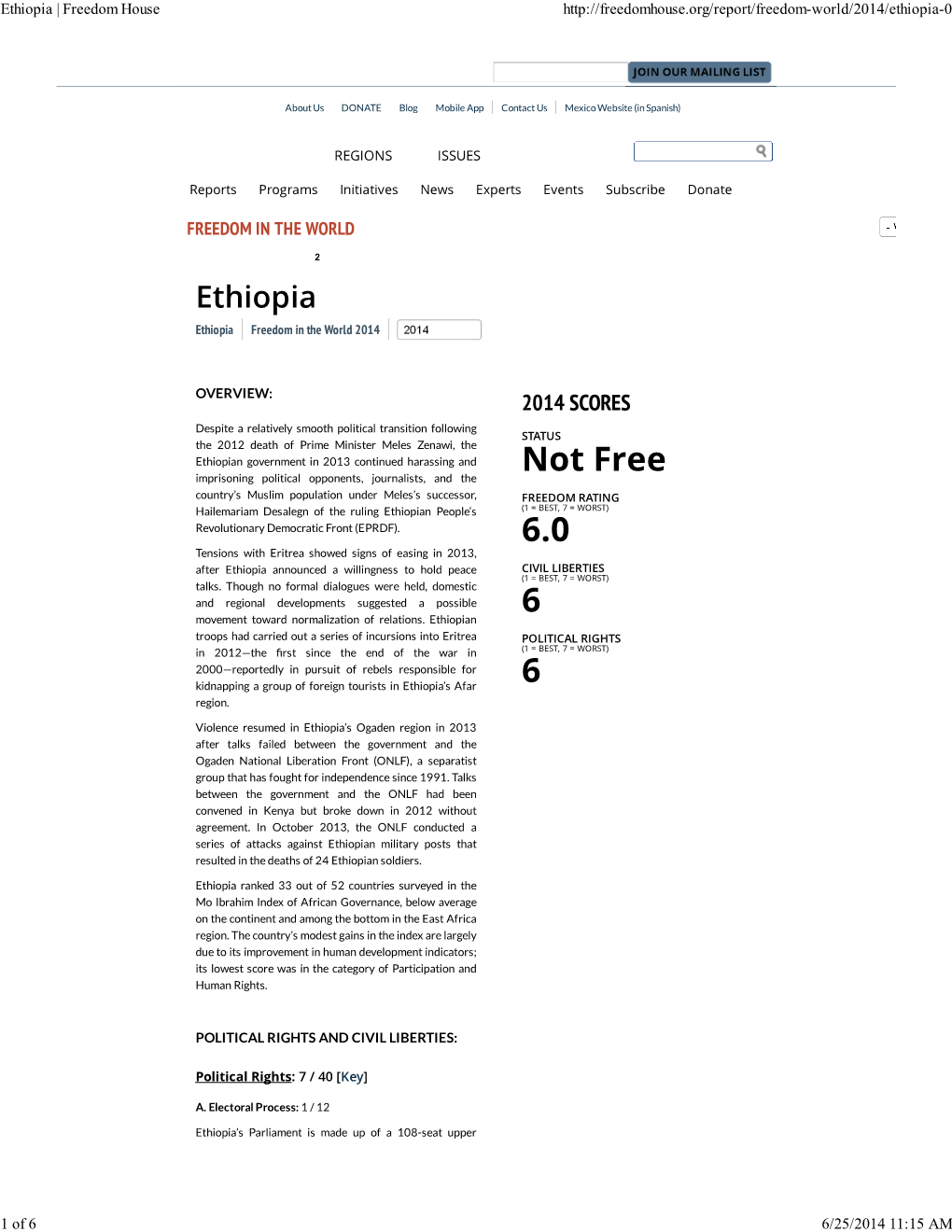 Ethiopia | Freedom House