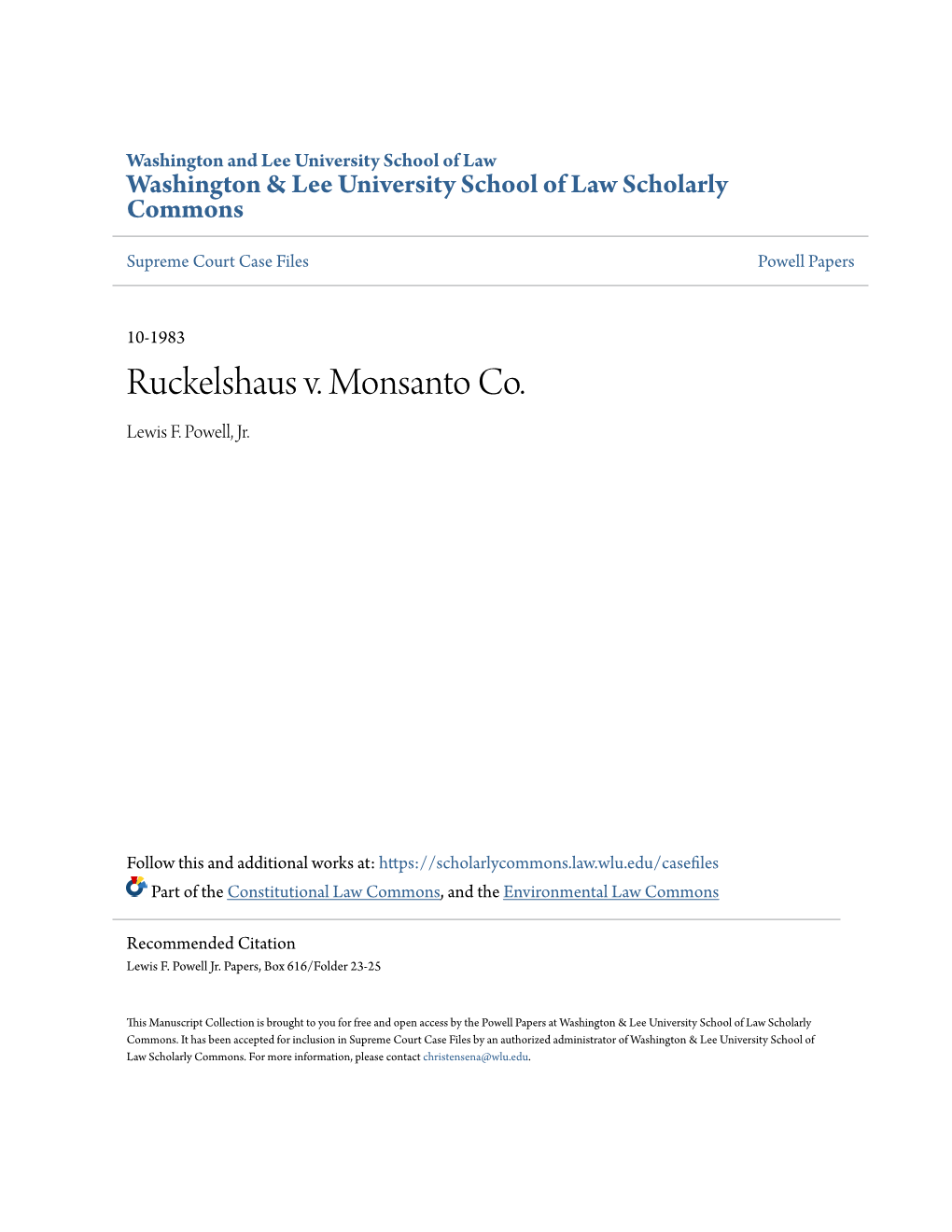 Ruckelshaus V. Monsanto Co