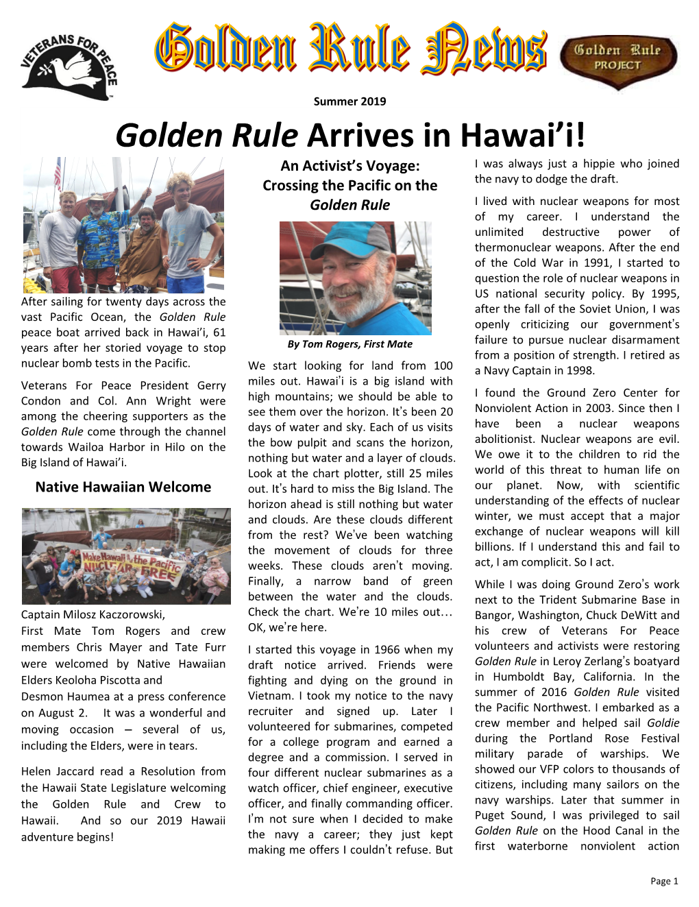 Golden Rule News Summer 2019