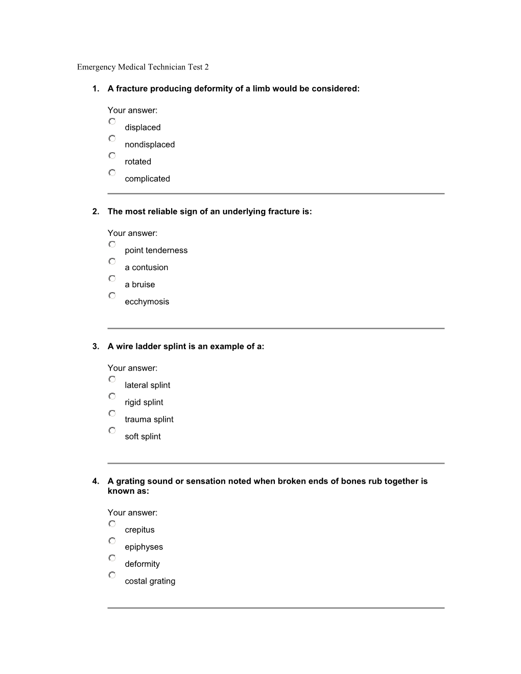 Emergency Medical Technician Test 2