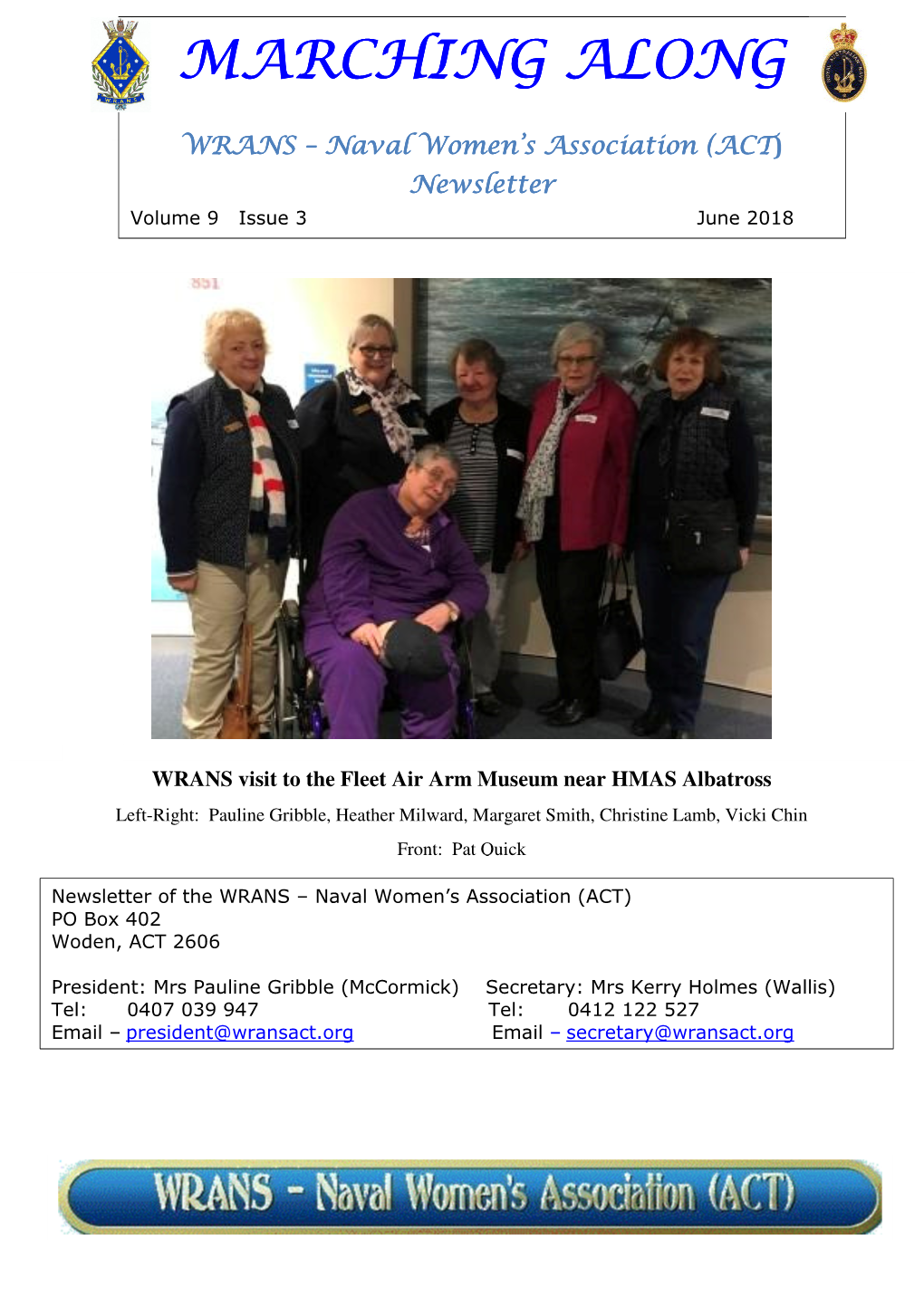 WRANS ––– Naval Women’S Association (ACT ) Newsletter