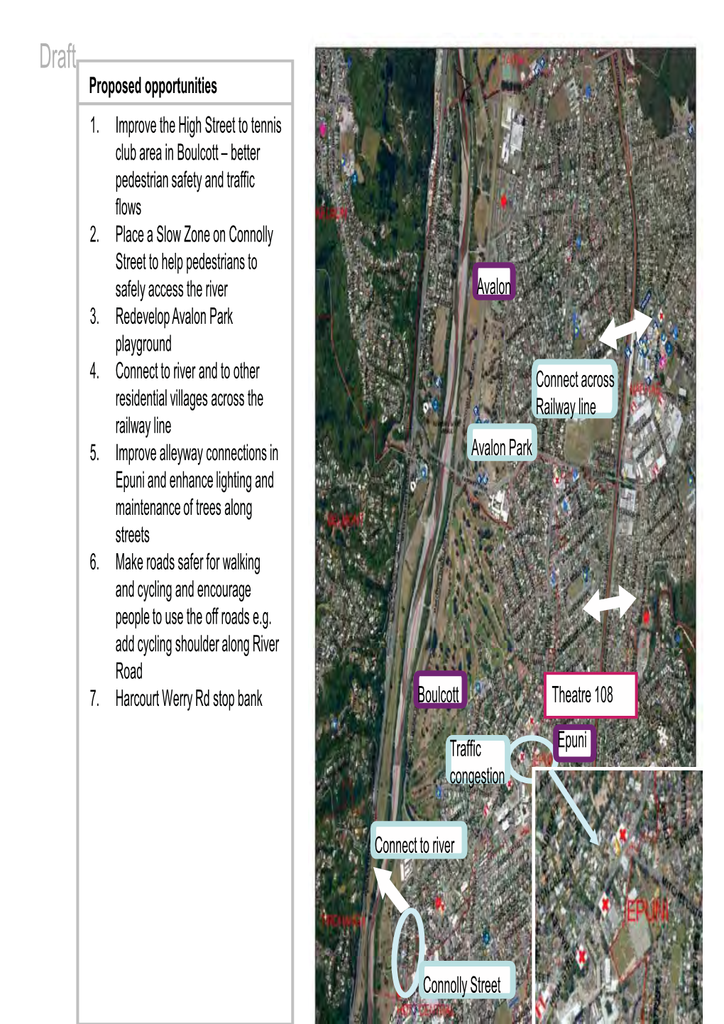 Proposed Opportunities 1. Improve the High Street to Tennis Club Area in Boulcott – Better Pedestrian Safety and Traffic Flows 2