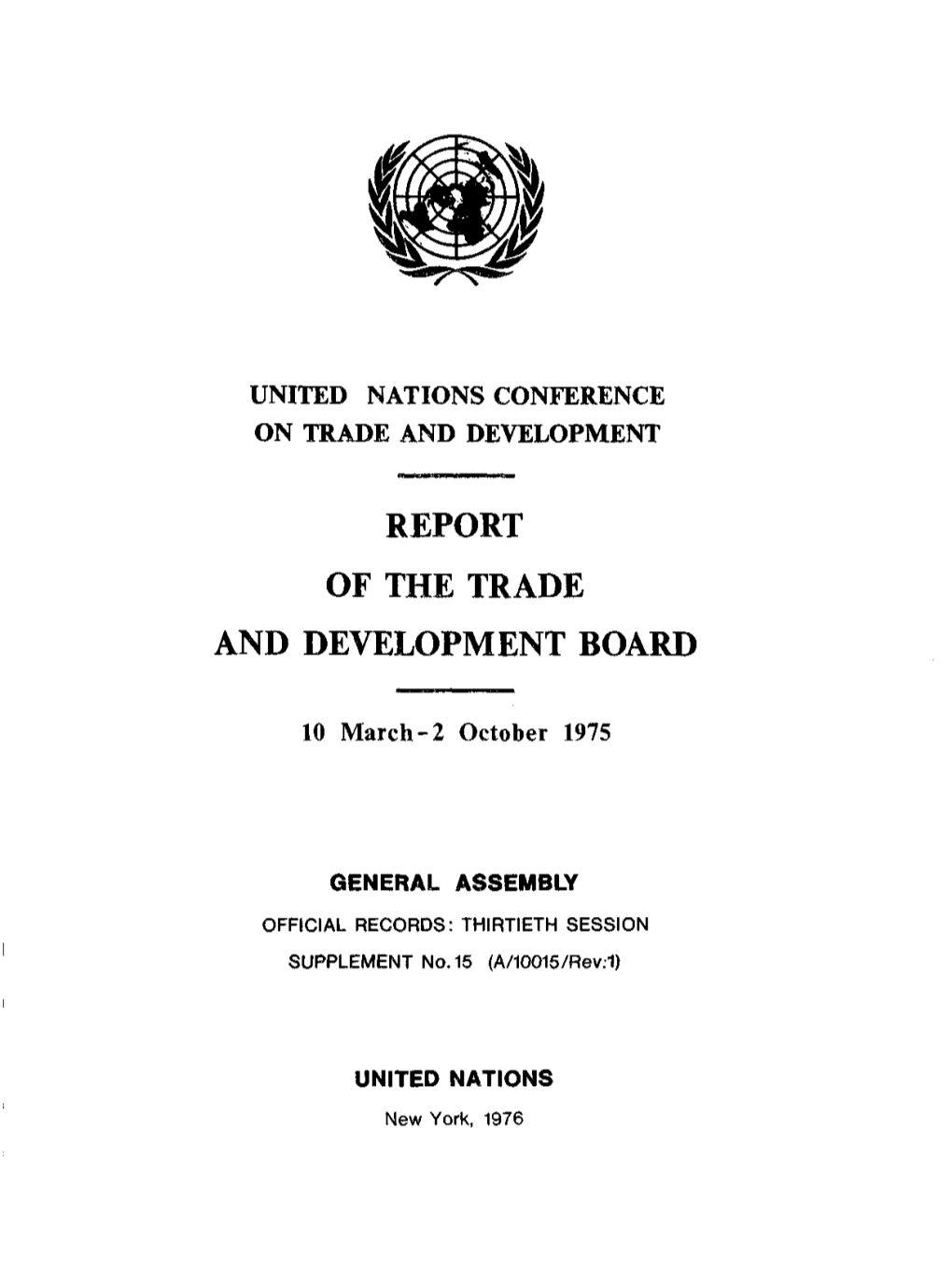 Report of the Trade and Development Board