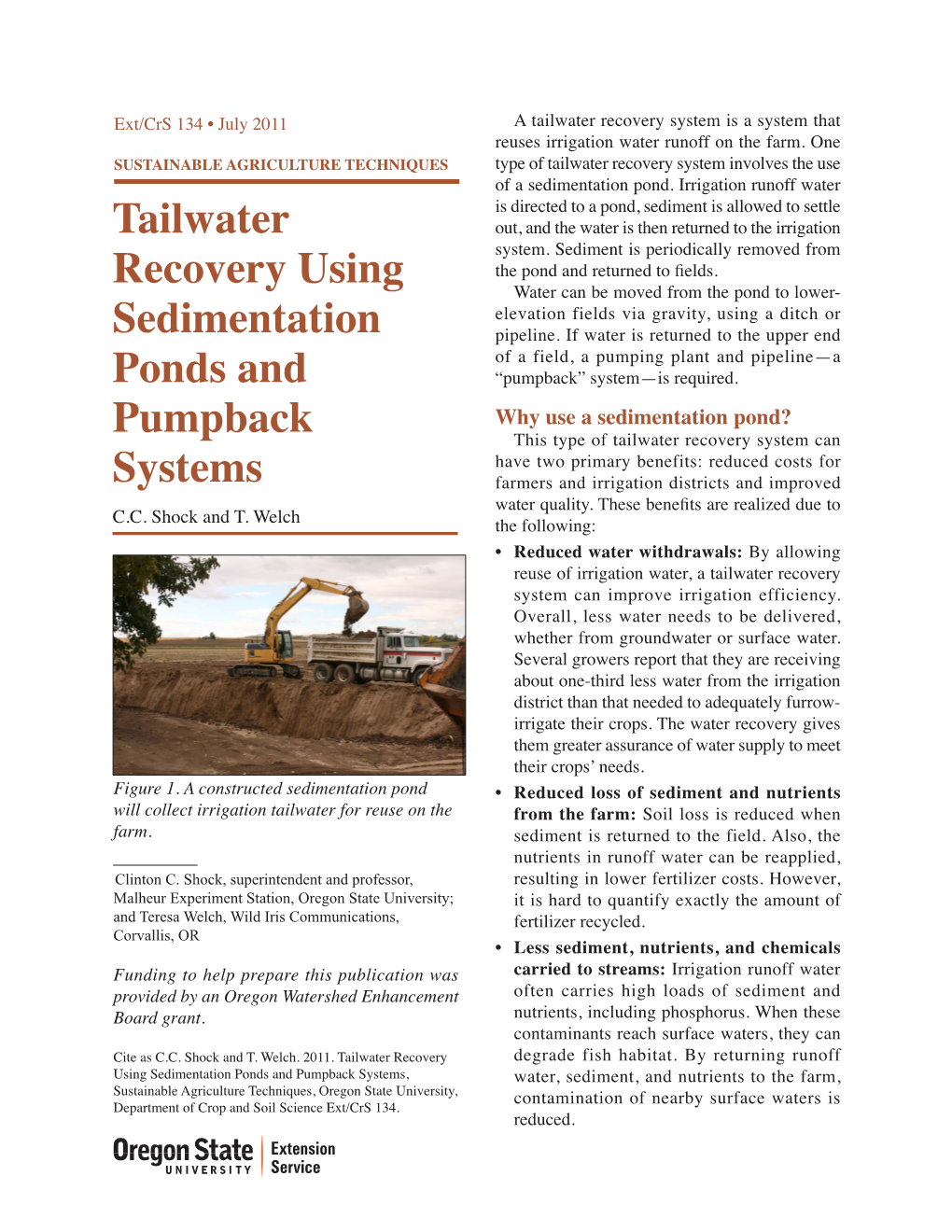 Tailwater Recovery Using Sedimentation Ponds And