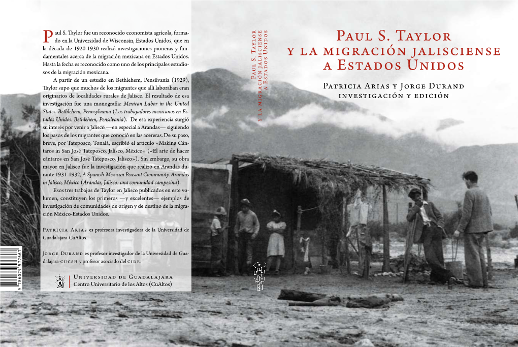 Paul S. Taylor Y La Migración Jalisciense a Estados Unidos