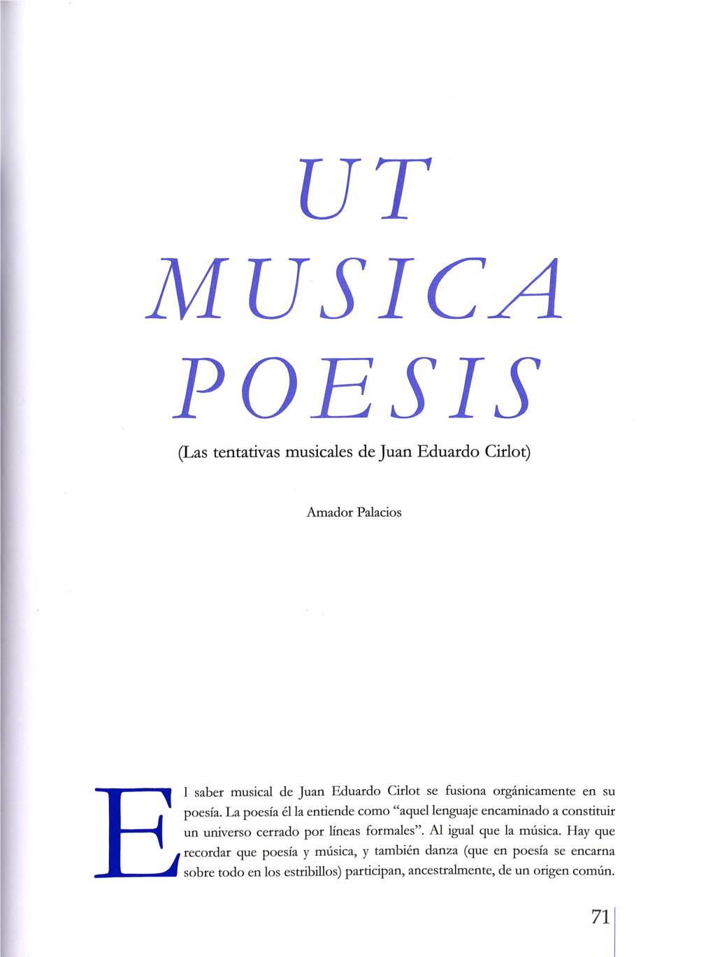 Las Tentativas Musicales De Juan Eduardo Cirlot)