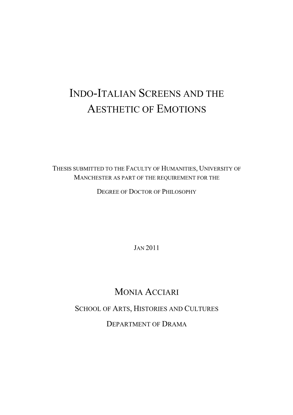 Indo-Italian Screens and the Aesthetic of Emotions