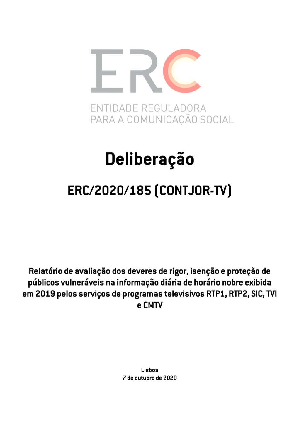 Deliberação ERC/2020/185