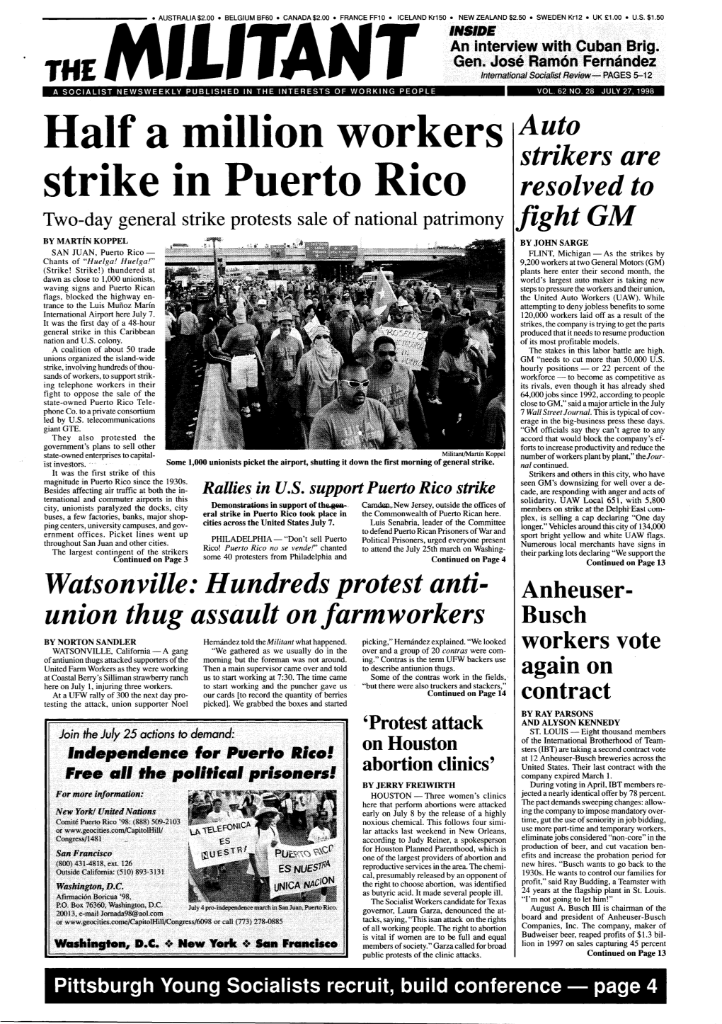 Half a Million Workers Strike in Puerto Rico