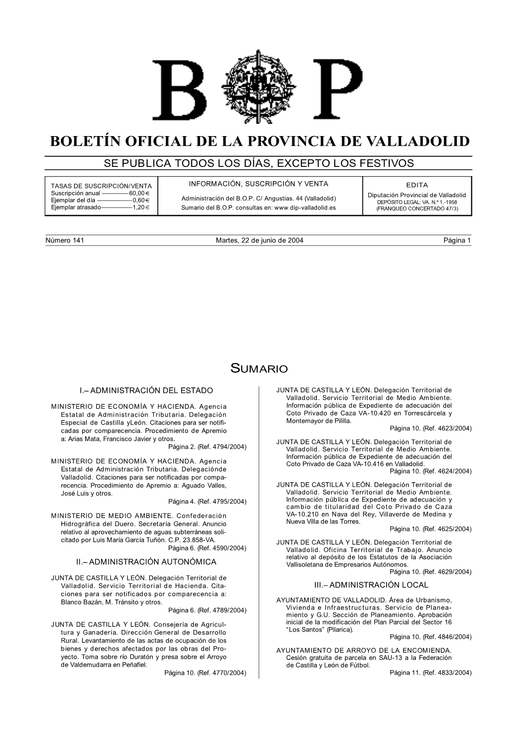 Boletín Oficial De La Provincia De Valladolid