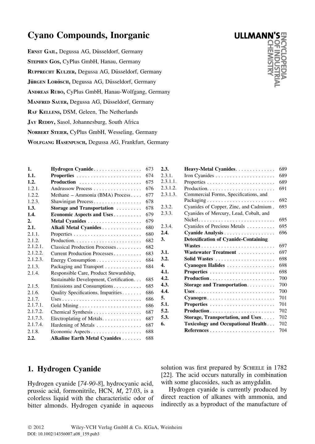 Ullmann's Encyclopedia of Industrial Chemistry