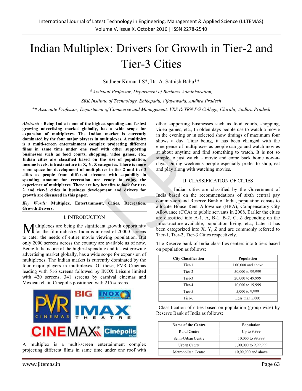 Indian Multiplex: Drivers for Growth in Tier-2 and Tier-3 Cities