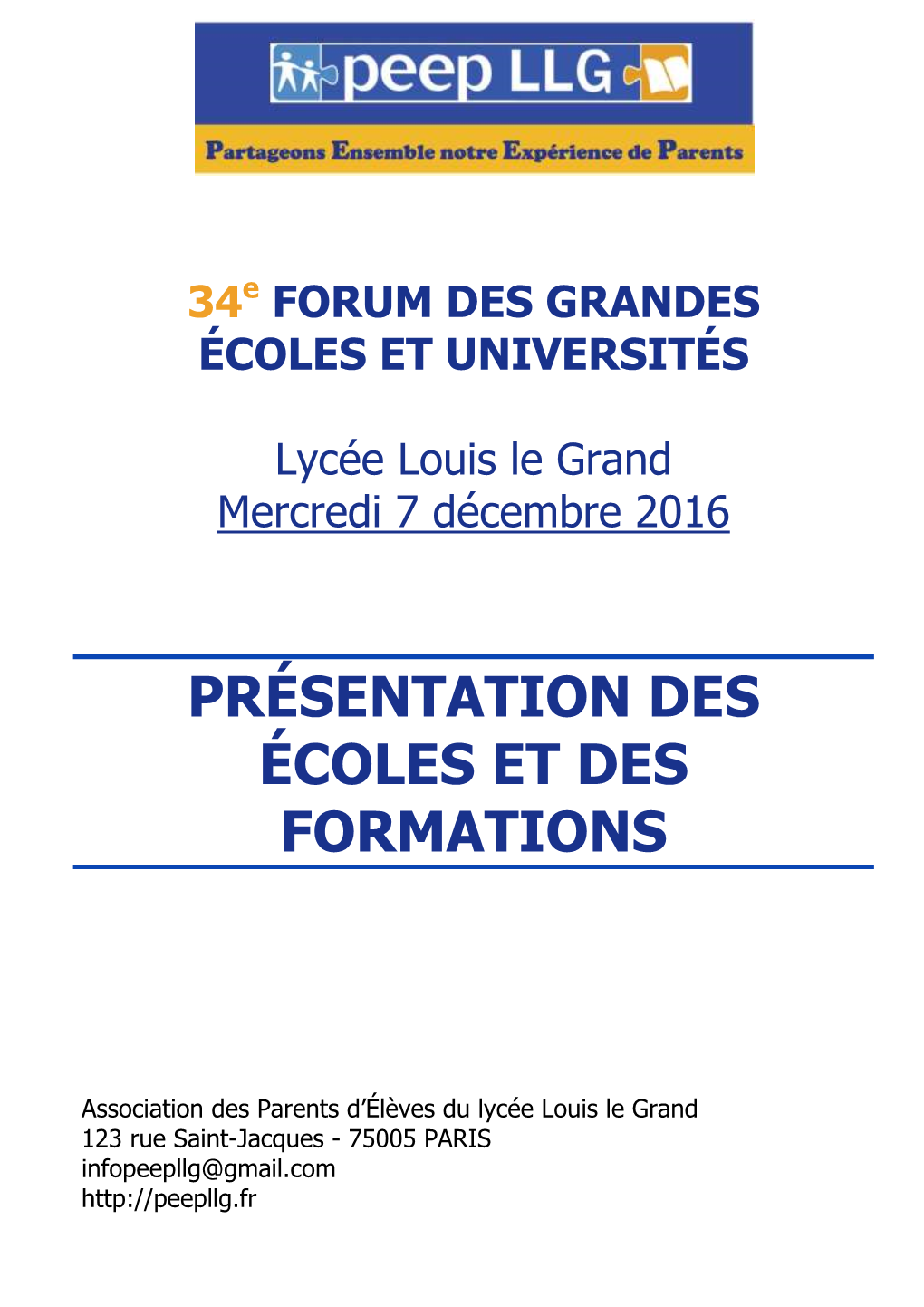 Présentation Des Écoles Et Des Formations