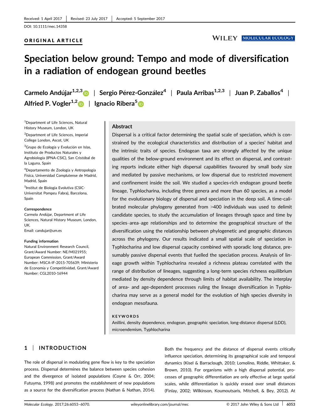 Tempo and Mode of Diversification in a Radiation of Endogean Ground Beetles