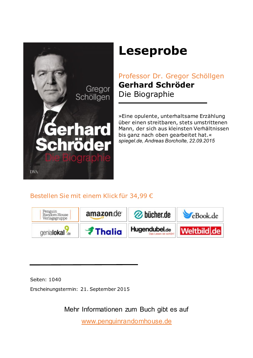 Gerhard Schröder Die Biographie