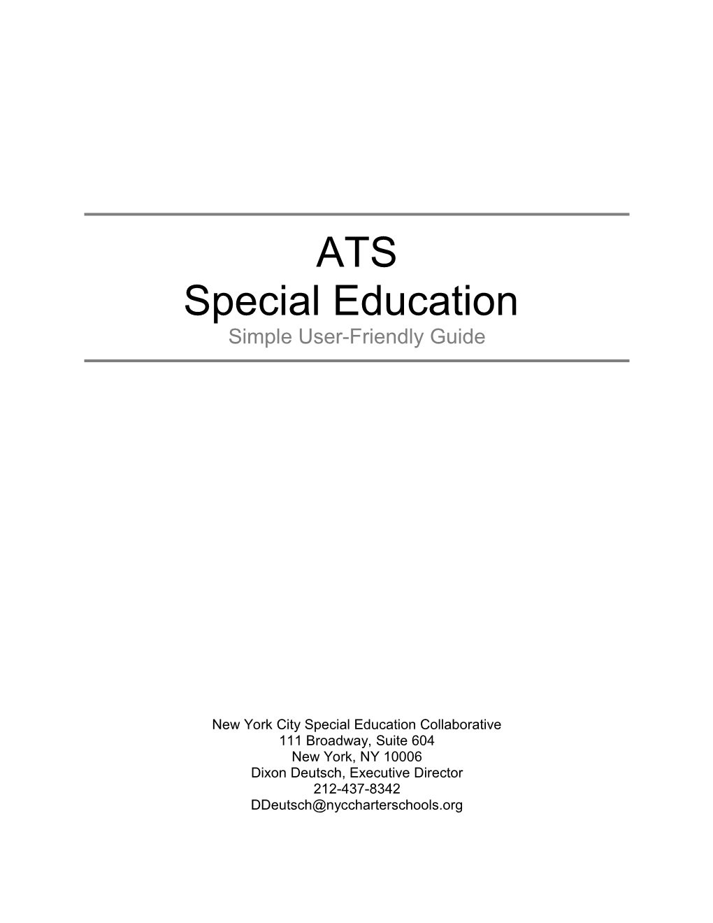 ATS Special Education Simple User-Friendly Guide