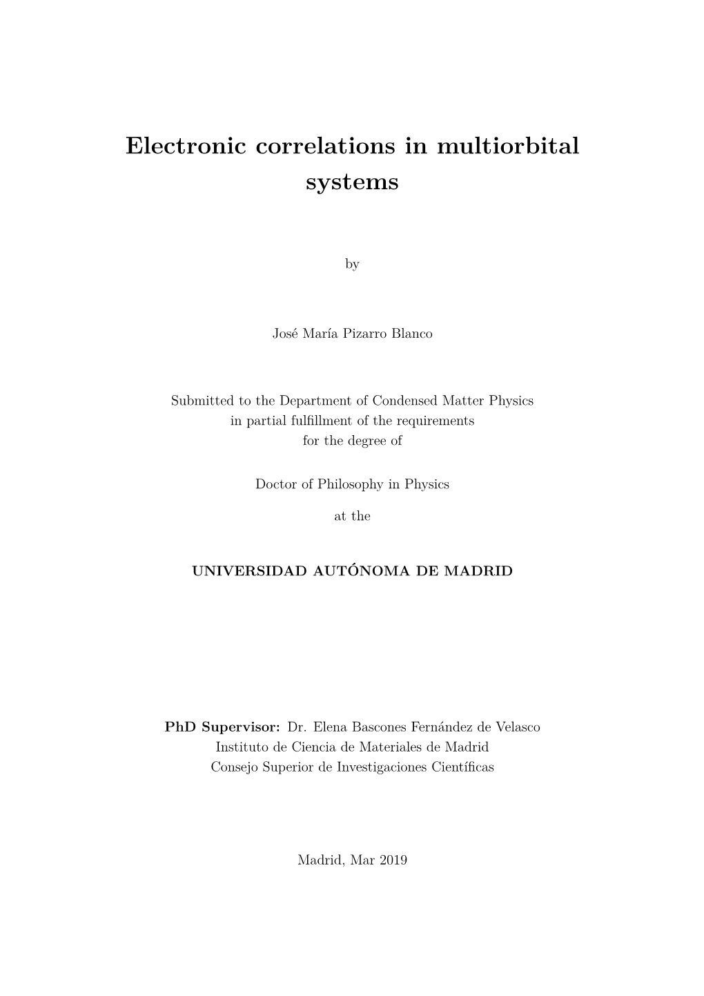 Electronic Correlations in Multiorbital Systems