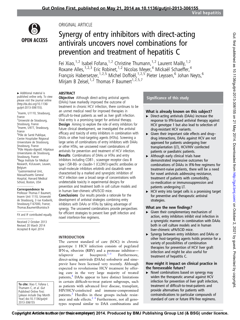 Synergy of Entry Inhibitors with Direct-Acting Antivirals Uncovers Novel Combinations for Prevention and Treatment of Hepatitis