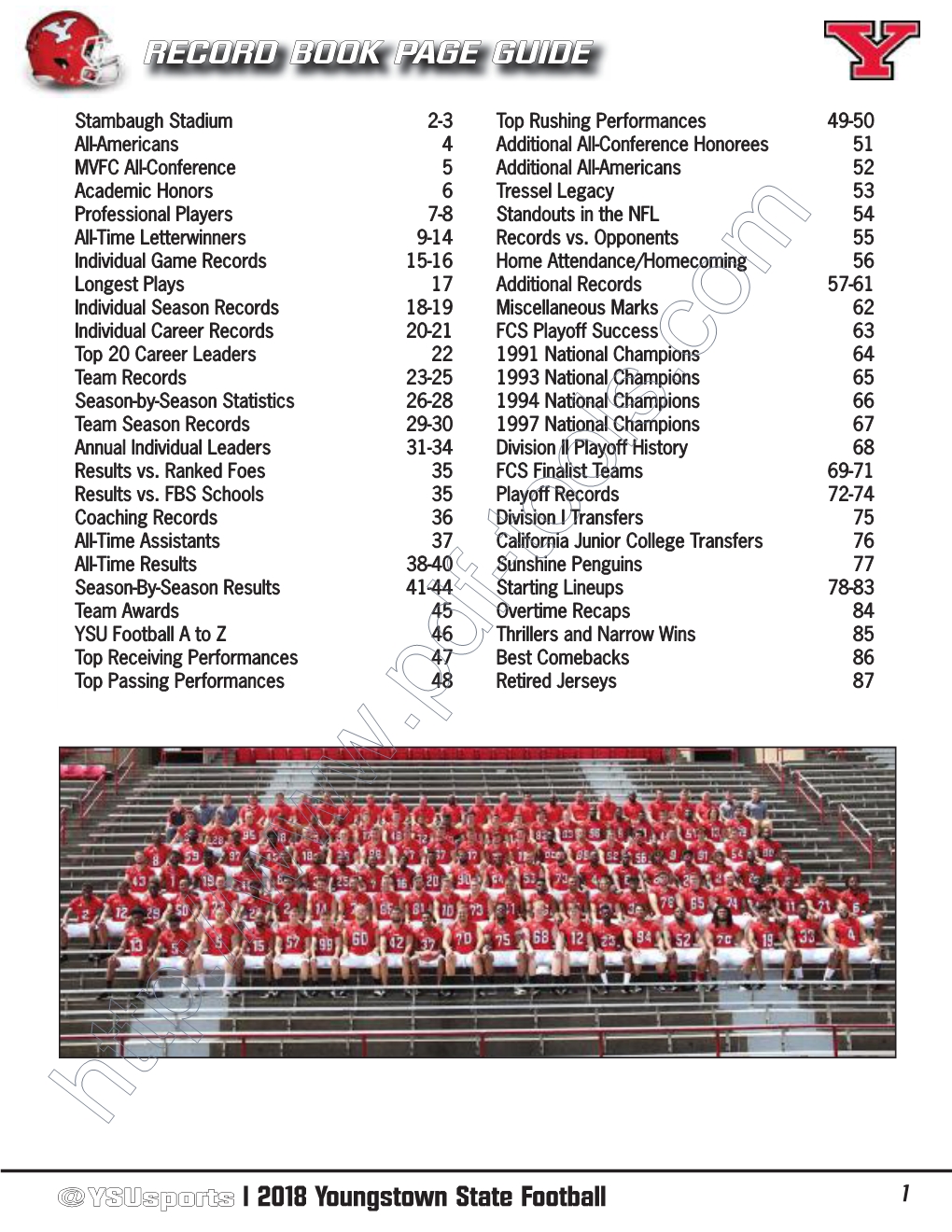 2018 YSU Football Record Book.Indd