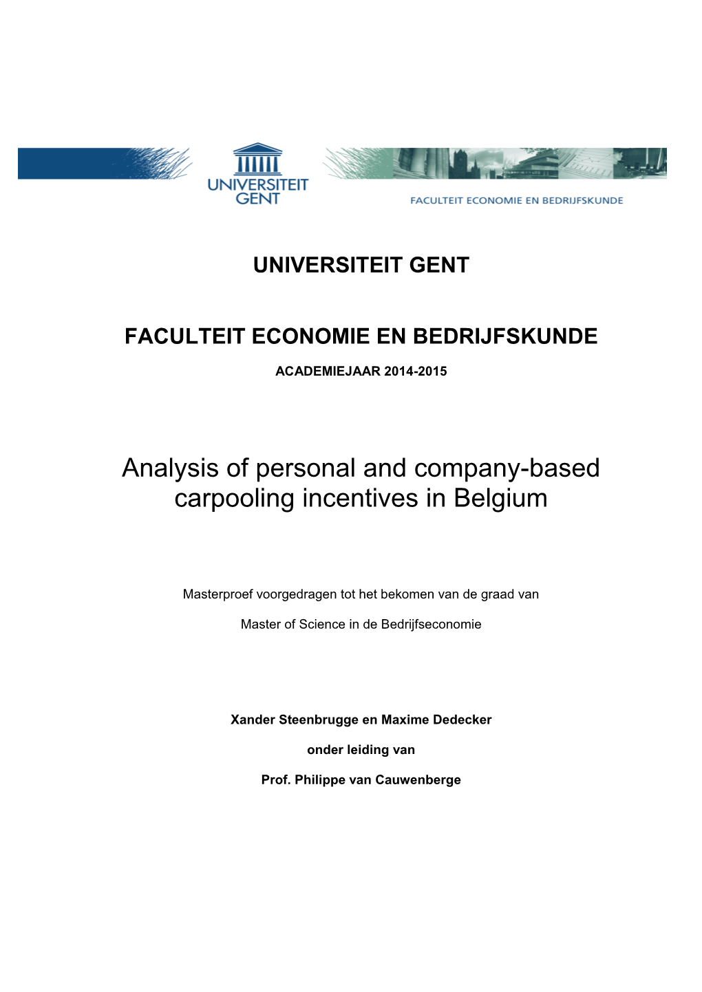 Analysis of Personal and Company-Based Carpooling Incentives in Belgium