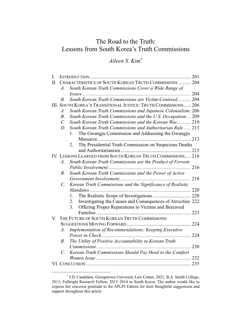 Lessons from South Korea's Truth Commissions