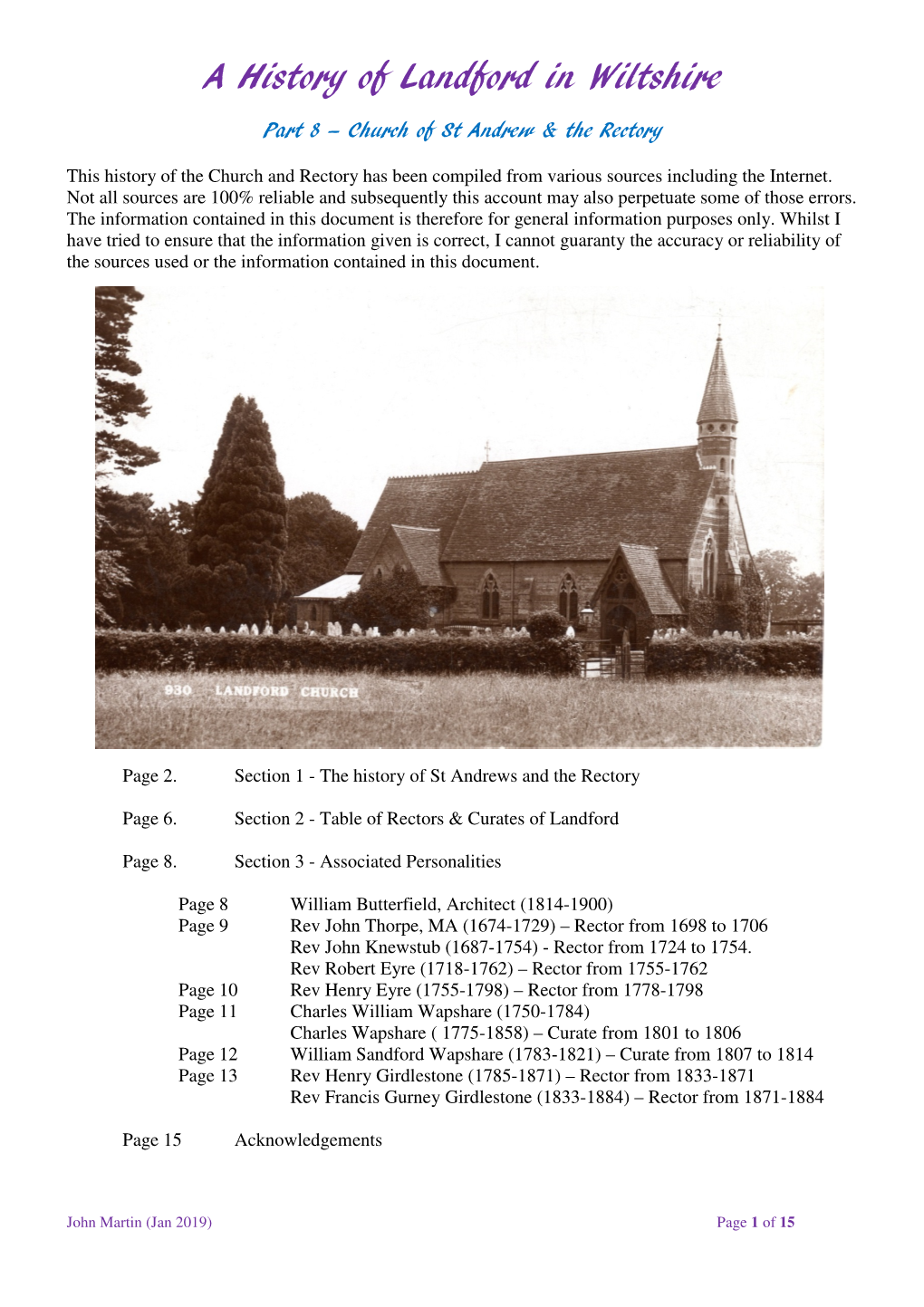 A History of Landford in Wiltshire
