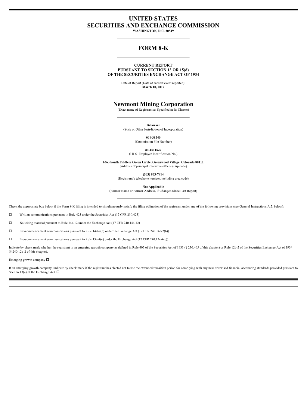 United States Securities and Exchange Commission Form