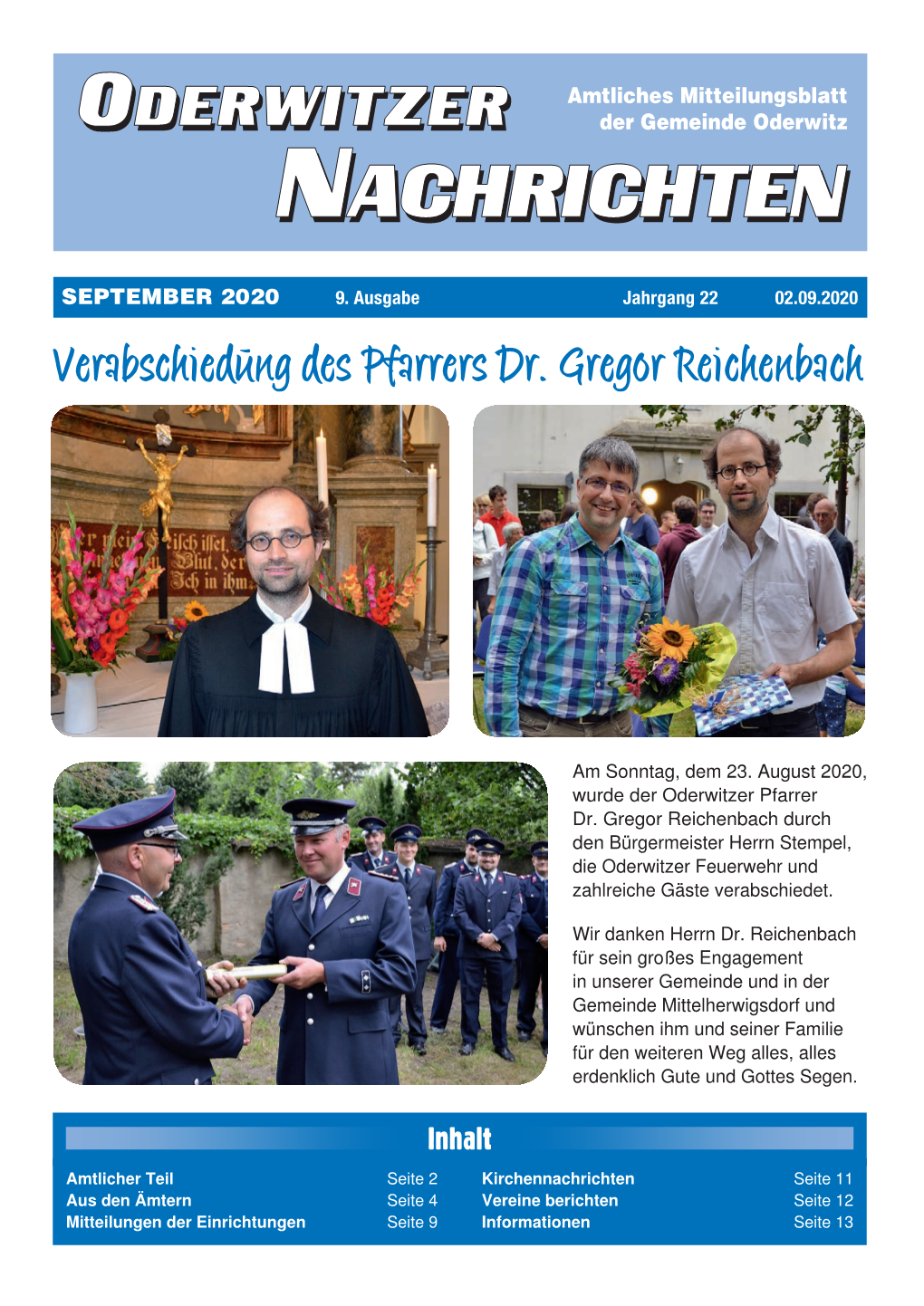 Verabschiedung Des Pfarrers Dr. Gregor Reichenbach