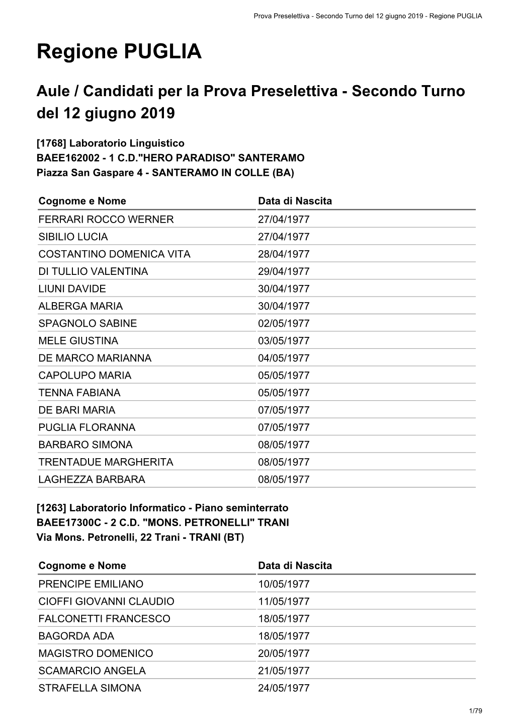 Regione PUGLIA