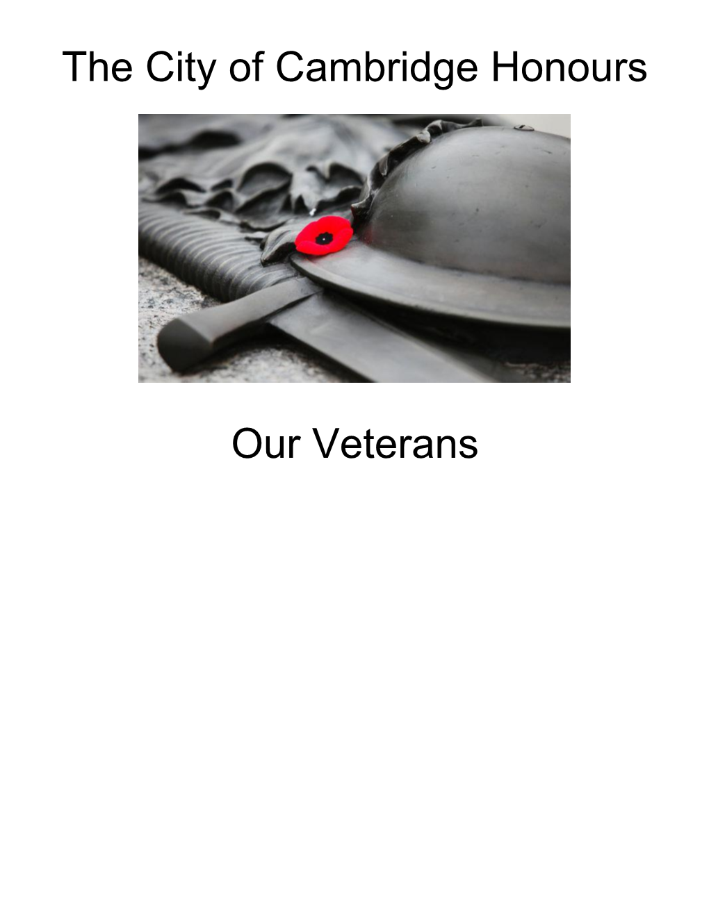 The City of Cambridge Honours Our Veterans